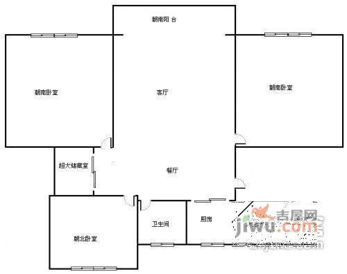 殷馨花苑3室2厅1卫124㎡户型图