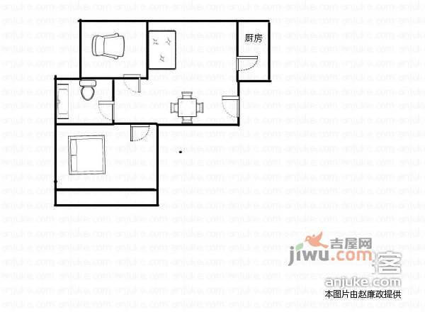 龙汇公寓2室1厅1卫户型图