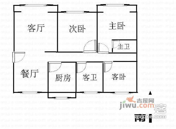 南洋苑3室2厅2卫135㎡户型图