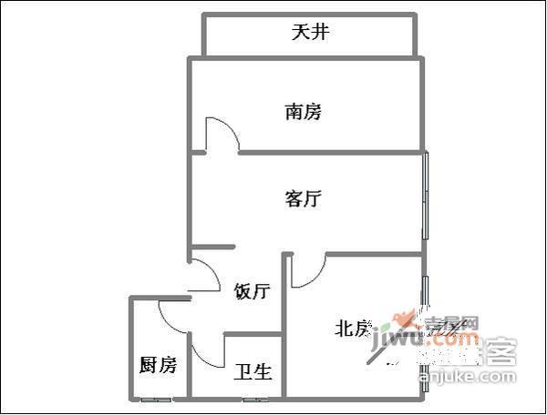 海鸿公寓2室1厅1卫78㎡户型图