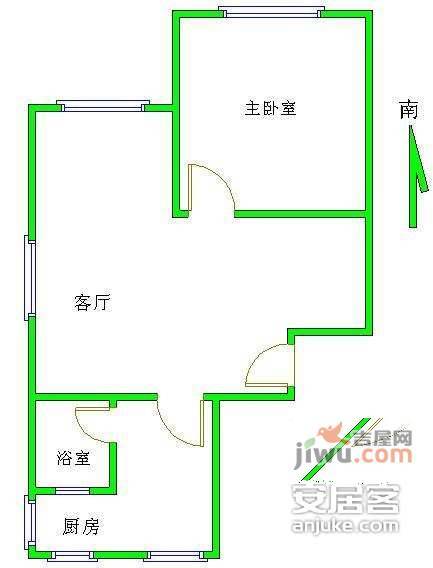 锦杨苑1室2厅1卫83㎡户型图