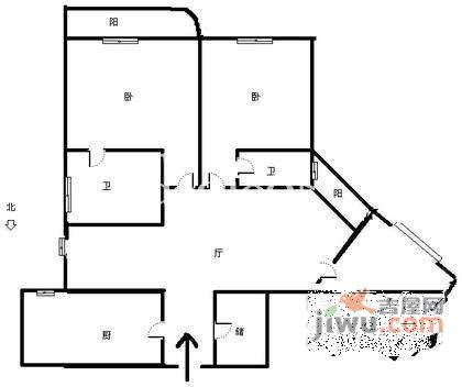 茂盛大厦3室2厅2卫222㎡户型图