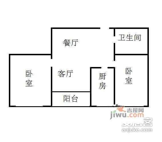 金马公寓2室2厅1卫85㎡户型图