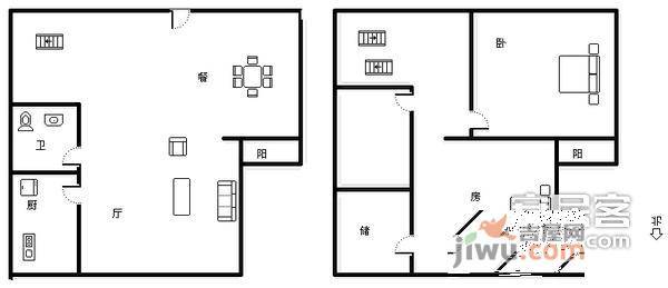 梧桐城邦2室2厅2卫132㎡户型图