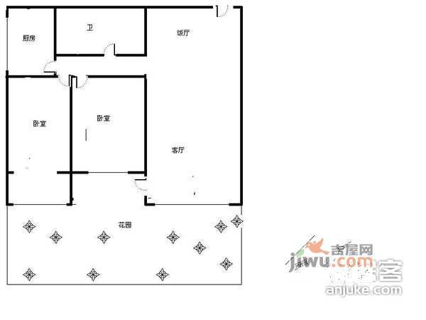 鸿景园2室1厅1卫82㎡户型图