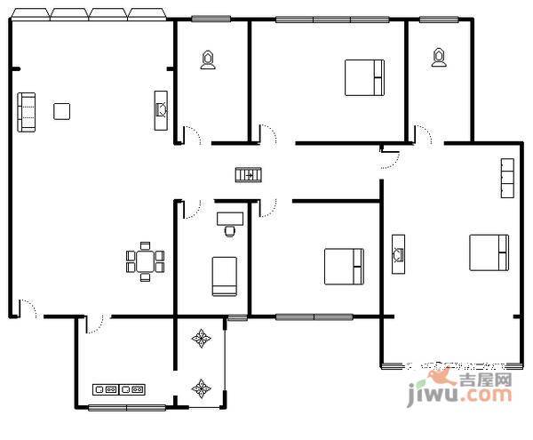 鸿景园4室2厅1卫156㎡户型图