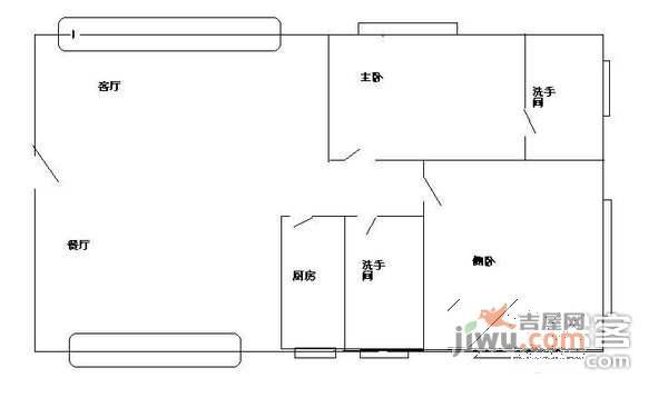 鸿景园2室2厅2卫82㎡户型图