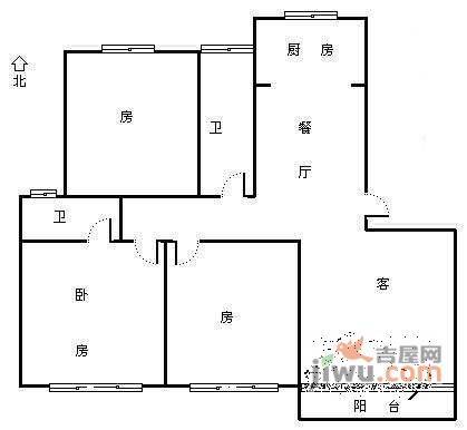 鸿景园3室2厅2卫147㎡户型图