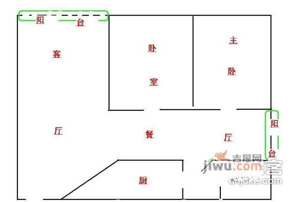 南岭花园2室2厅1卫80㎡户型图