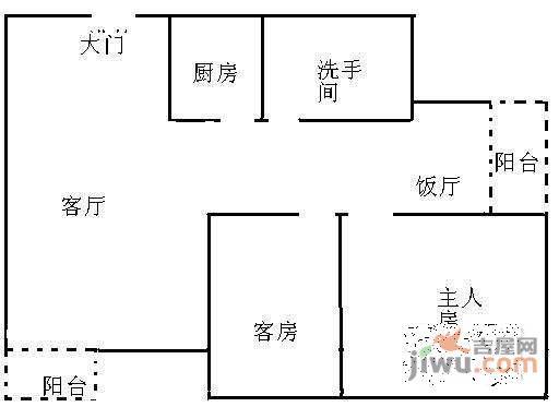 南岭花园2室2厅1卫80㎡户型图