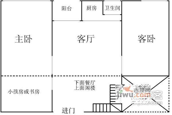 鸿隆1073室2厅1卫102㎡户型图