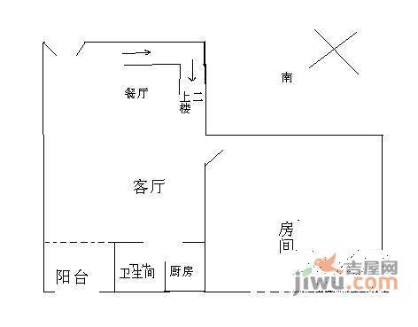 鸿隆1072室1厅1卫60㎡户型图