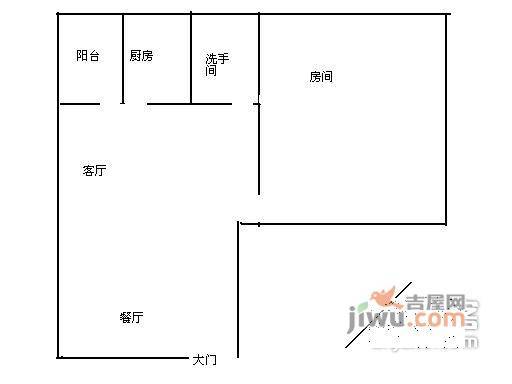 鸿隆1071室1厅1卫48㎡户型图