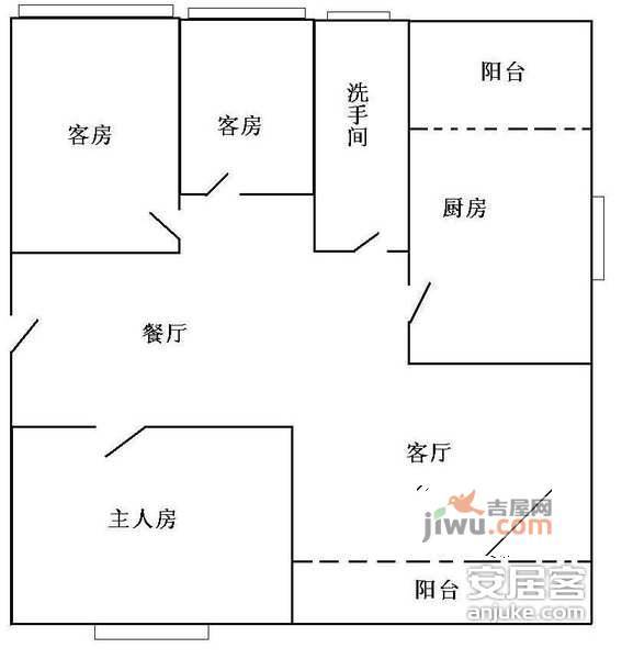 园岭新村3室2厅1卫86㎡户型图