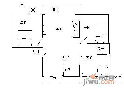 西城丰和3室2厅1卫100㎡户型图