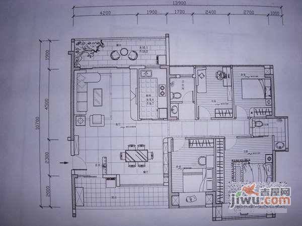 西城丰和3室2厅1卫100㎡户型图