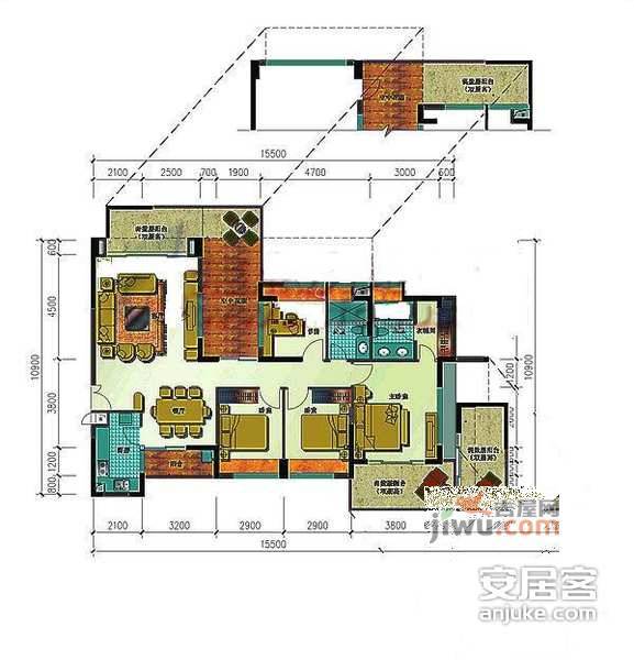 锦绣江南5室3厅3卫158㎡户型图