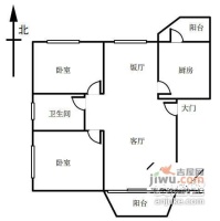 愉康花园2室2厅1卫58㎡户型图