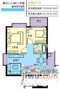 愉康花园2室2厅1卫58㎡户型图