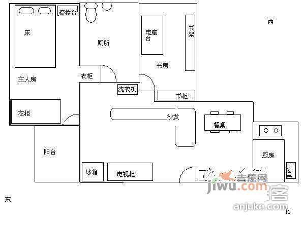 愉康花园2室2厅1卫58㎡户型图