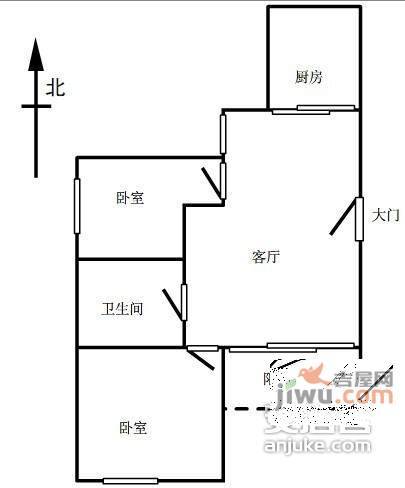 愉康花园2室1厅1卫户型图