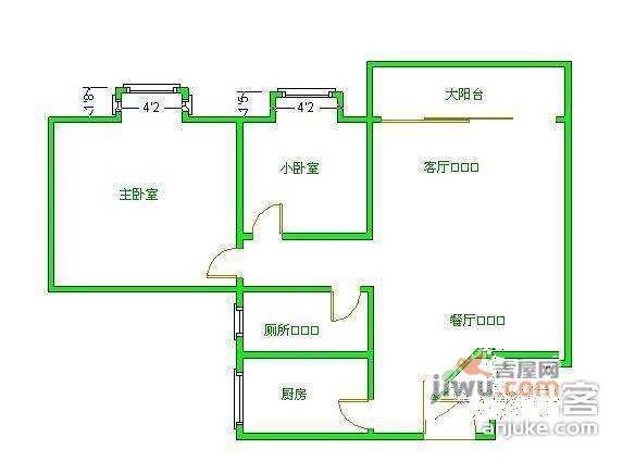 愉康花园2室2厅1卫58㎡户型图