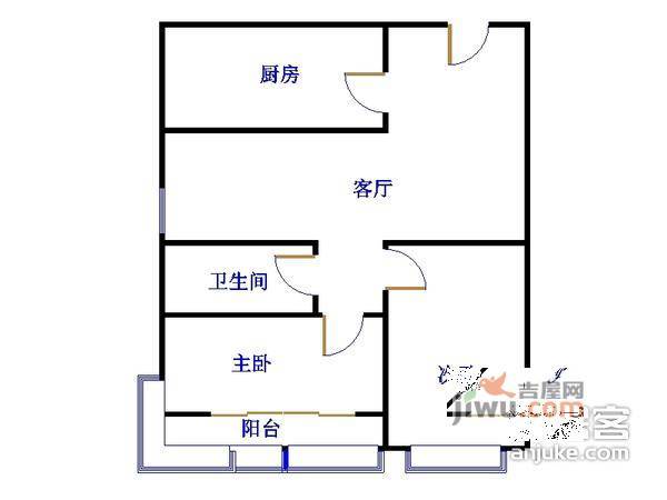 愉康花园2室1厅1卫户型图