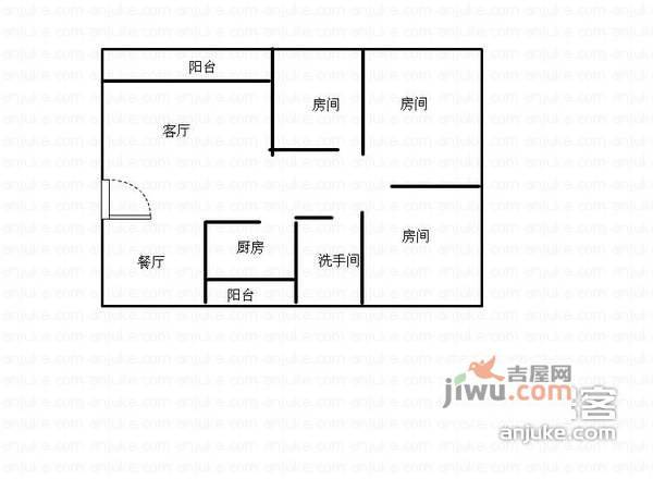 聚福花园二期3室2厅1卫93㎡户型图