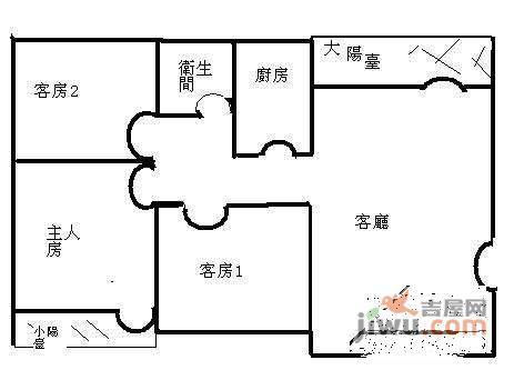 聚福花园二期3室2厅1卫93㎡户型图