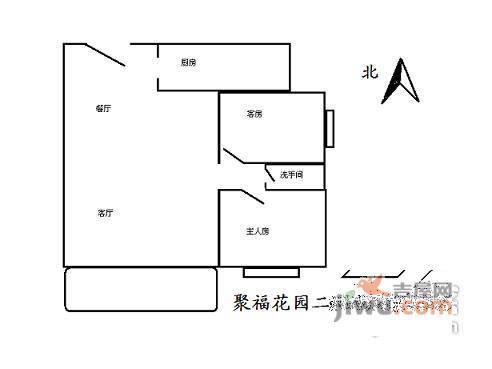 聚福花园二期2室2厅1卫78㎡户型图