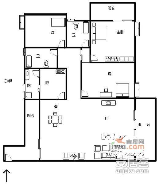 半山御景3室2厅2卫148㎡户型图