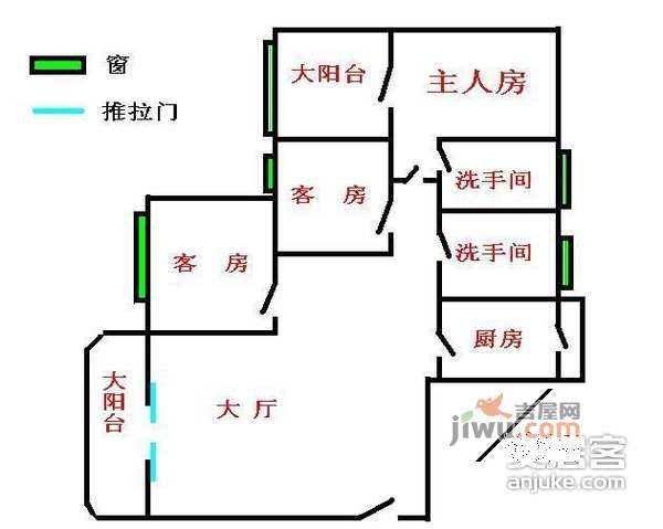 星河明居3室2厅2卫140㎡户型图