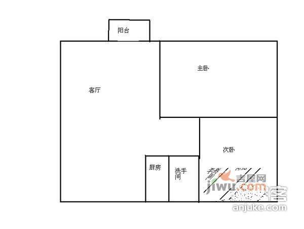 金海岸2室1厅1卫65㎡户型图