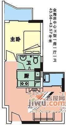 金海岸1室1厅1卫44㎡户型图