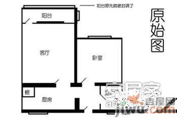 金海岸1室1厅1卫44㎡户型图