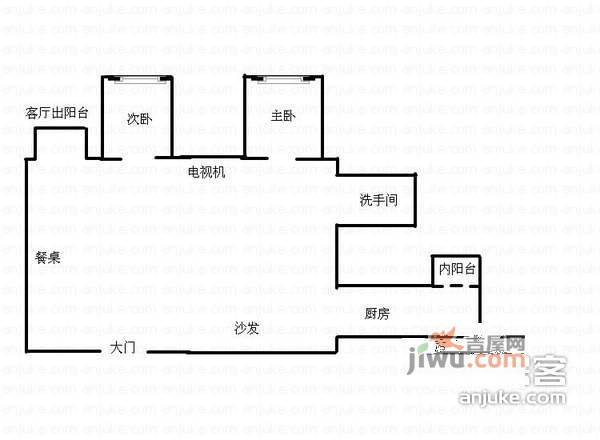 阳光新干线家园2室1厅1卫69㎡户型图