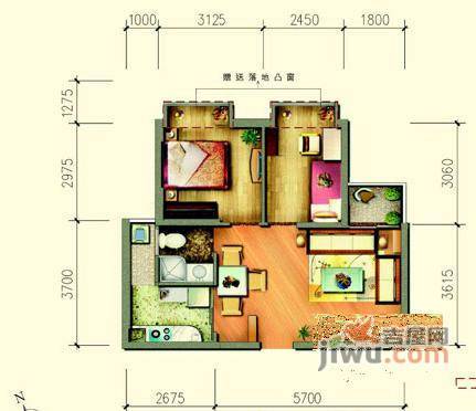 阳光新干线家园2室2厅1卫65㎡户型图