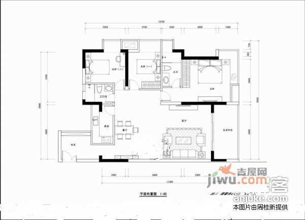 京基百纳空间3室2厅2卫131㎡户型图