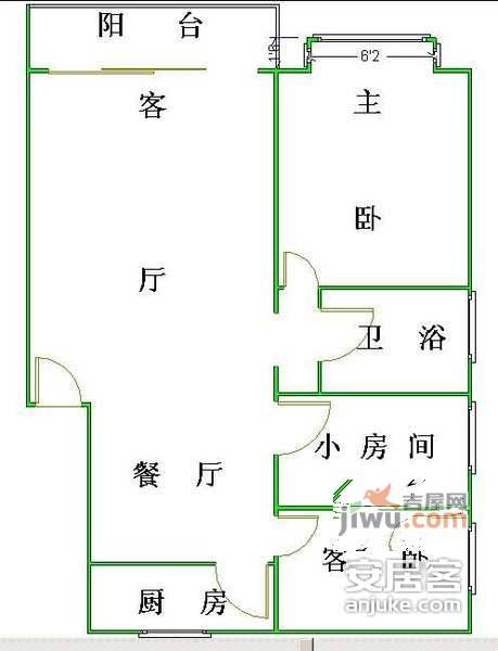 幸福枫景花园2室2厅1卫80㎡户型图