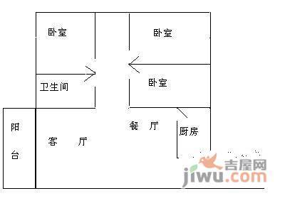 幸福枫景花园3室2厅1卫104㎡户型图