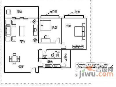 幸福枫景花园2室2厅1卫80㎡户型图