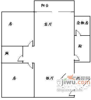 景秀年华家园2室2厅1卫77㎡户型图