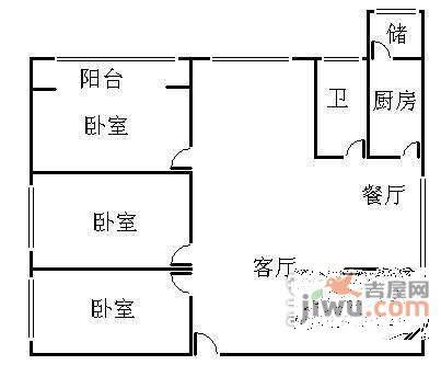 荔园新村3室2厅2卫100㎡户型图