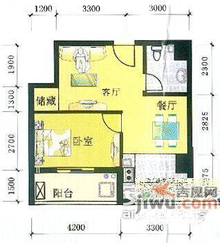 龙岗天安数码城1室1厅1卫户型图