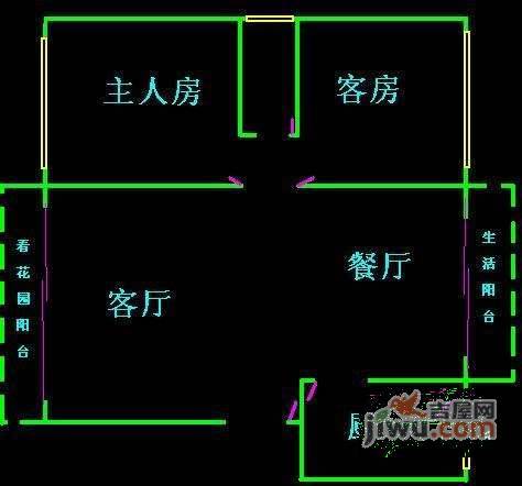 天健花园2室2厅1卫84㎡户型图