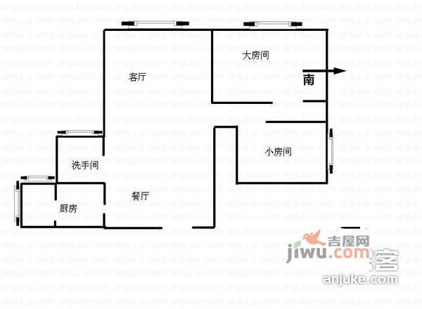 翡翠新光园2室1厅1卫户型图