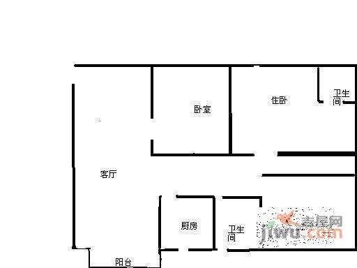 布吉新村3室2厅2卫80㎡户型图