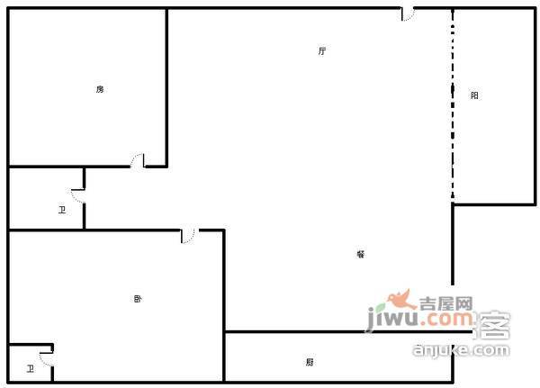 华龙新村2室2厅1卫60㎡户型图