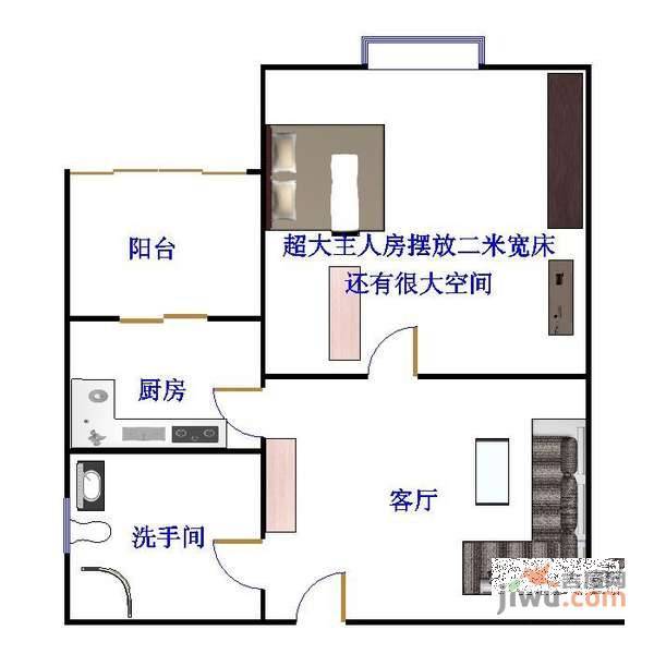 鸿锦阁1室1厅1卫40㎡户型图