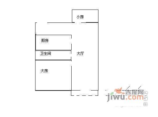 禾田小筑2室1厅1卫51㎡户型图